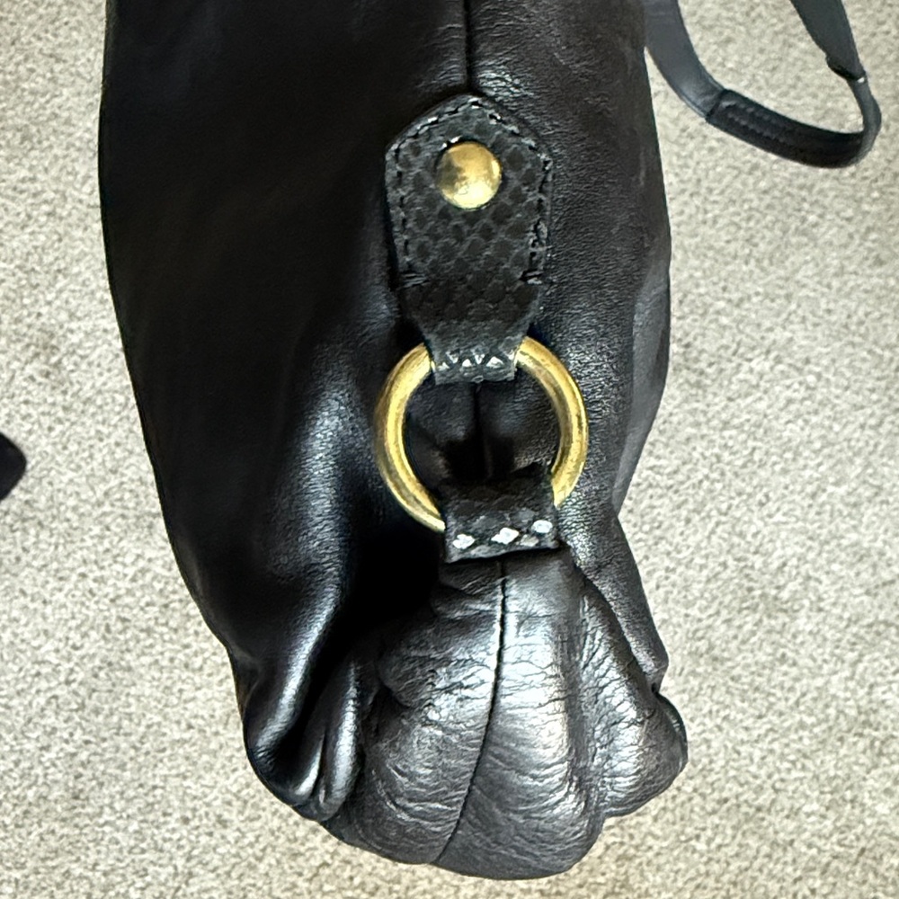 2012 Coach Ashley Satchel Handbag Black Leather Snake Print detail EUC - Picture 6 of 12